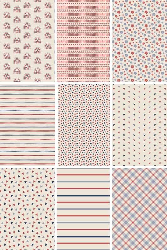 RED+BLUE BOHO COLLECTION | 9 wallpaper prints