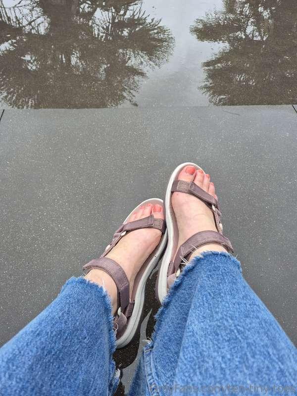 I always have some waterproof sandals for when I have to bik..
