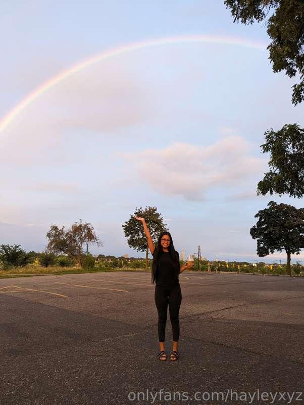 Wholesome Picture! There was a huge rainbow after the rain s..