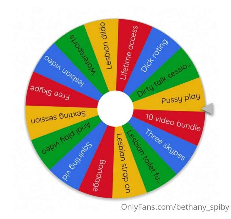 S P I N T H E W H E E L  $10 for 1 spin  $20 for 2 spins $25..