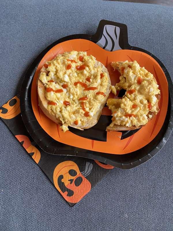 Spooky breakfast. Siracha runs through my veins.