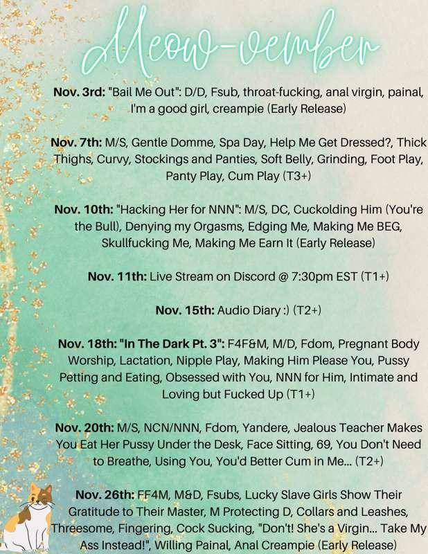 Meow-Vember Calendar! Or.. Cat-Vember.. Novemeow... It's the November Calendar OK? :P 