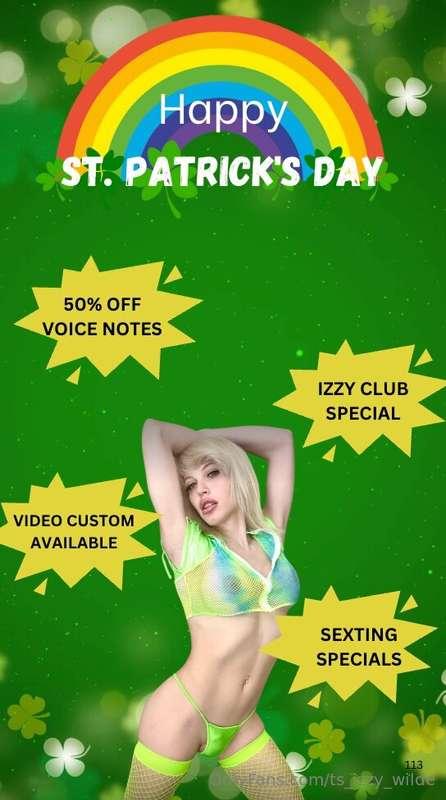 🍀🍀 𝓱𝓪𝓹𝓹𝔂 𝓼𝓽. 𝓹𝓪𝓭𝓭𝔂'𝓼 𝓭𝓪𝔂 𝓼𝓾𝓰𝓪𝓻! 🍀🍀SPECIALS ALL DAY ...MESSAG..