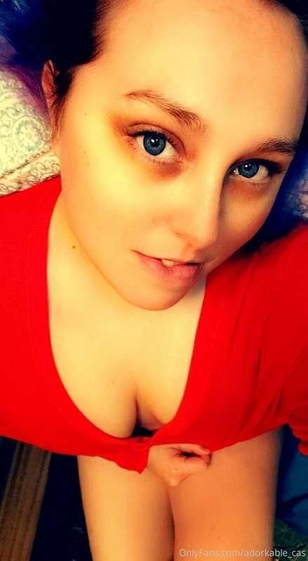 Playful little red sweater.