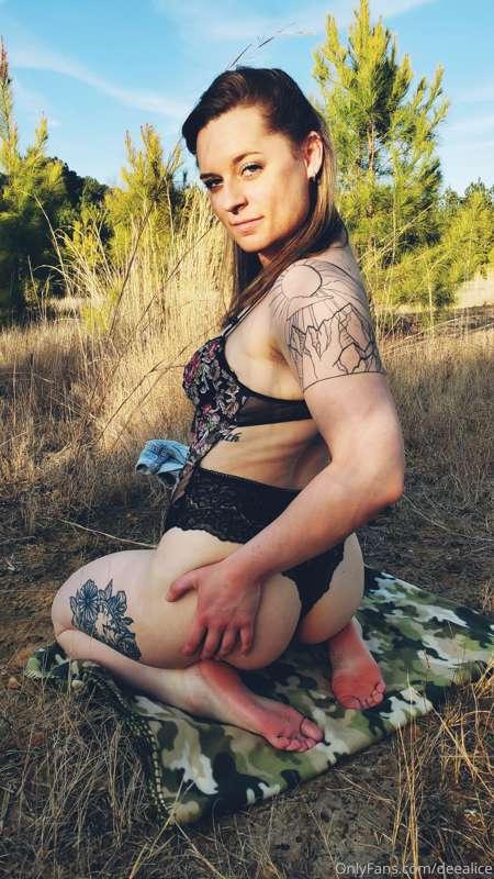 Wore some sexy lingerie under my hiking clothes for an eveni..