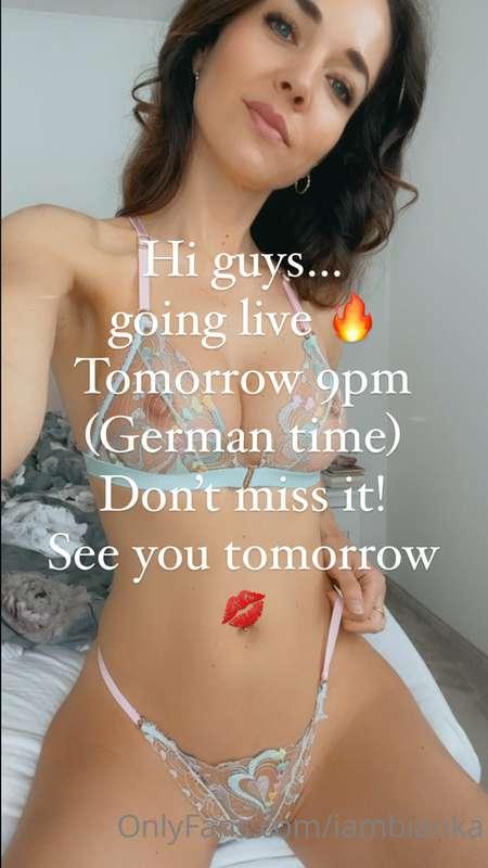 Hi guys… going live 🔥Tomorrow 9pm (German time)
Don’t miss i..