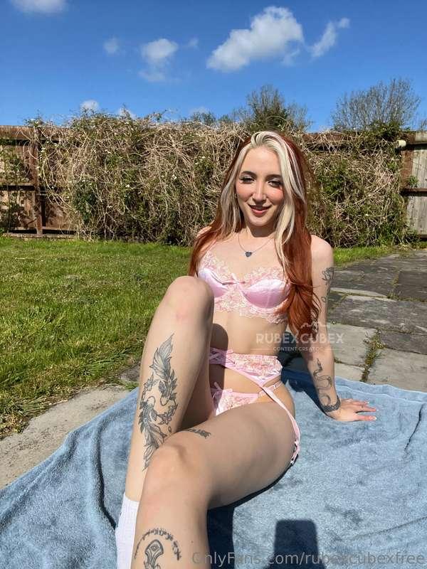 Sunbathing today ☀️ the **better** pics here @rubexcubex