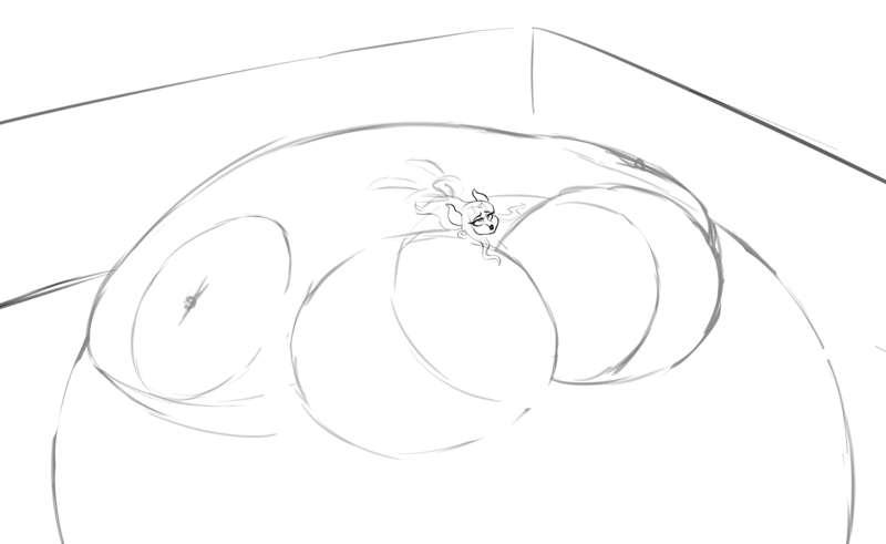 Giant Queen Ponytail in the Pool wip (monthly comm)