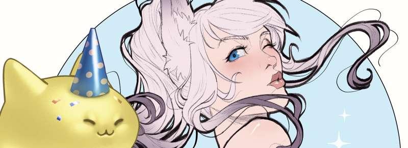 B-day drawing: Zoe the artic kitsune OC (NSFW)