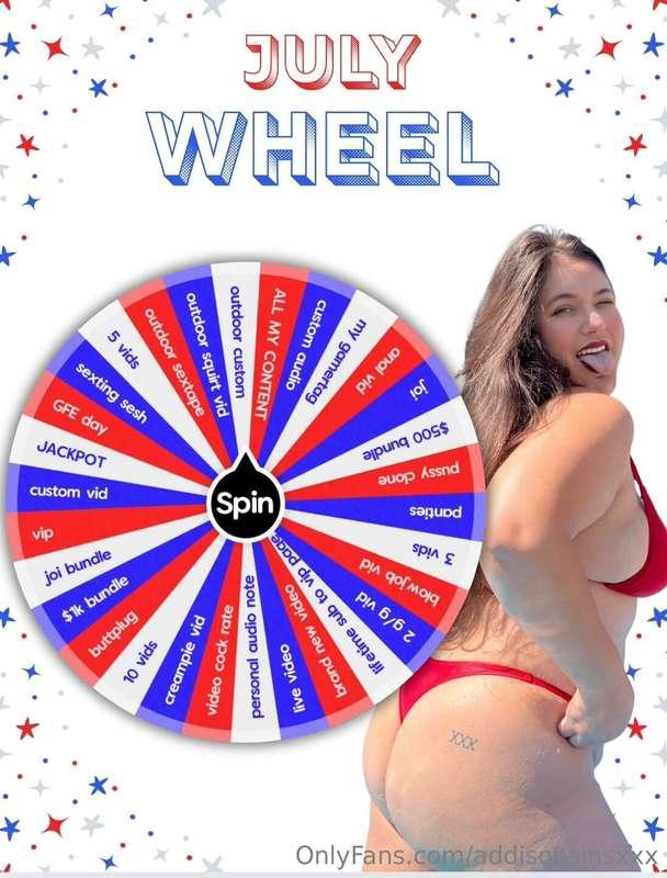 💥 JULY WHEEL SPIN 💥 prizes so good you’ll see FIREWORKS 🎇 🧨 ..