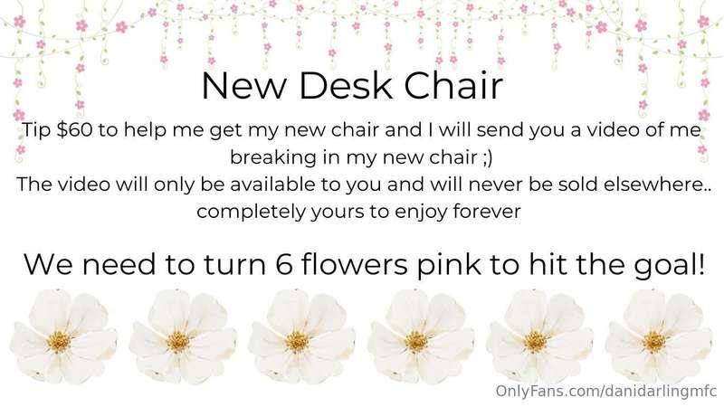 Tip $60 to help me get my new chair and I will send you a vi..