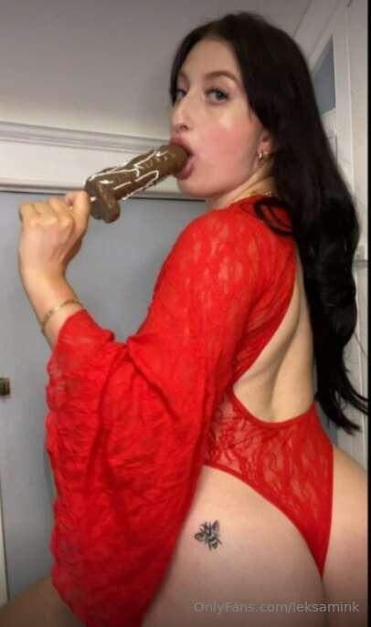 Add labels Sucking on a chocolate big black dick lollipop, s..