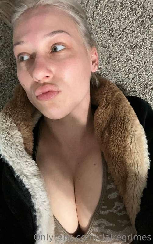 My tummy hurts so I’m laying on the ground with my tiddies c..