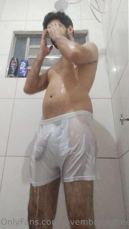 bath in underwear and then without