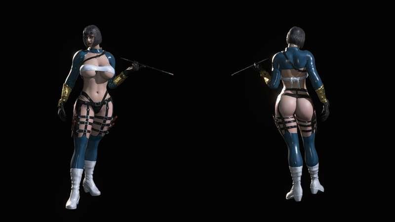 Lady D with ninja Assassin outfit and Bobcut Hair