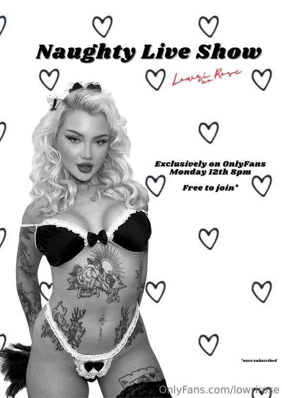 LIVE SHOW MONDAY 12TH 8PM

Completely free to join! I've ord..