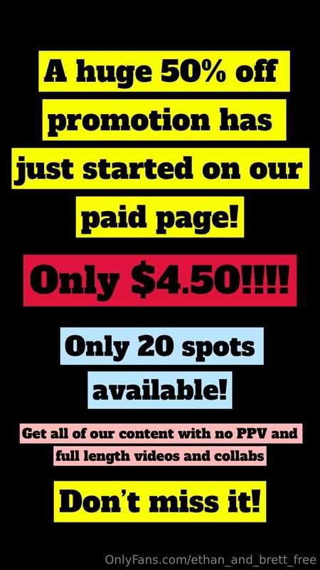 Don’t miss it!!   https://onlyfans.com/ethan_and_brett