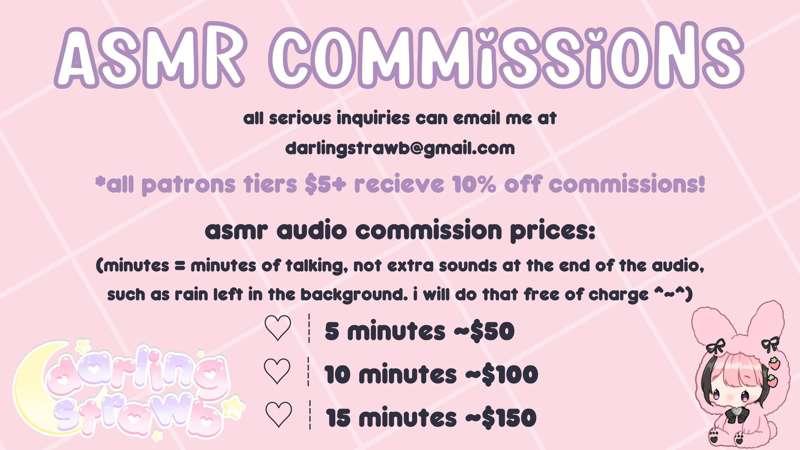 asmr comms are open! 🍰🎀 [patrons $5+ receive 10% off!]