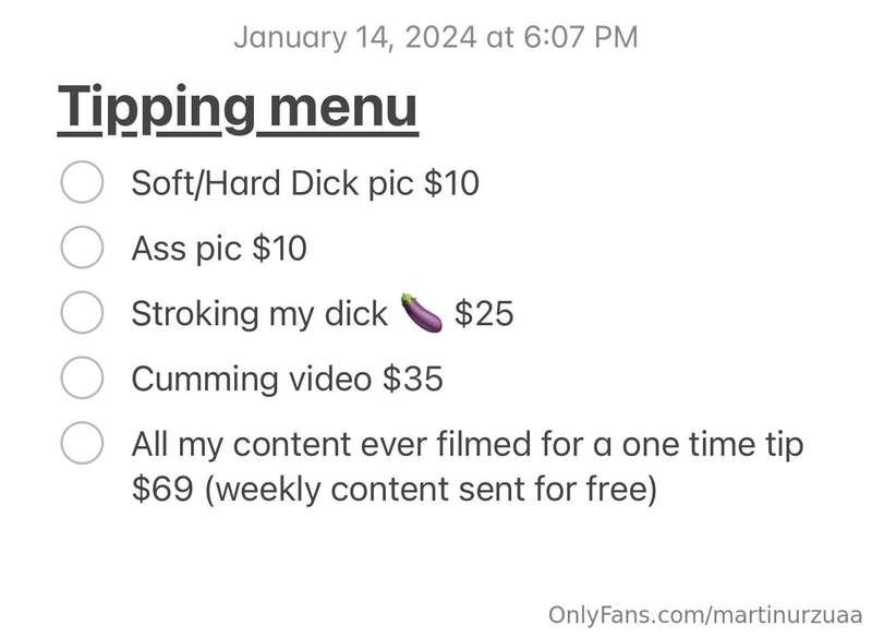 I have a new tipping menu 😘