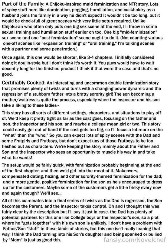 New Story Poll: Final Round

The final round is here. After I've dropped the latest OP chapter, I'll either do another OP right away or go straight into Chapter 1 of this poll's winner. 

I wrote out another set of descriptions/clarifications about the two options and included it all in Image 1 of this post. I encourage you to check it out so there's no confusion about what you'll be getting for each option.

Oh and for you guys who think the poll is rigged because Option 2 got a longer description: Certifiably Cooked will be at least double the length of Part of the Family so it needed double the descriptions/clarifications.