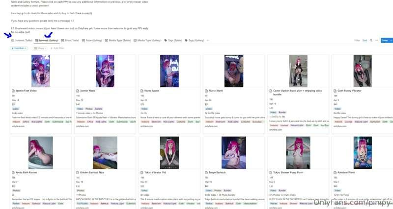 # ***PPV LIST - ALL  MY PPV CONTENT ORGANISED WITH FILTERS**..