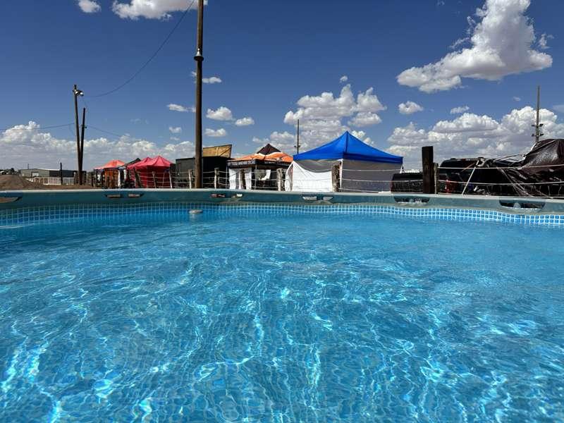 It’s hot, so they set up a pool for everyone to use.