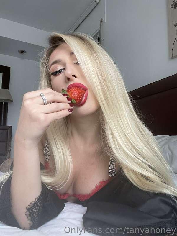 I got whipped cream and strawberries all over me. Come lick ..