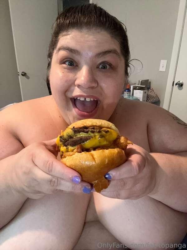 cheese burger w fried cheese curds, fried pickles, and ranch..