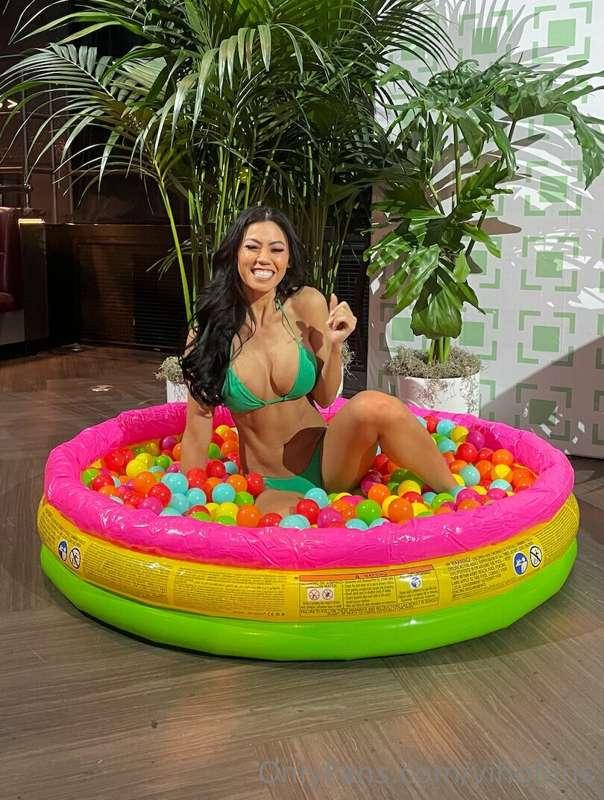 Would you join me in the ball pit? 😚😚playing with the balls ..
