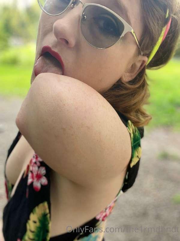 A little outdoor titty flashing for ya