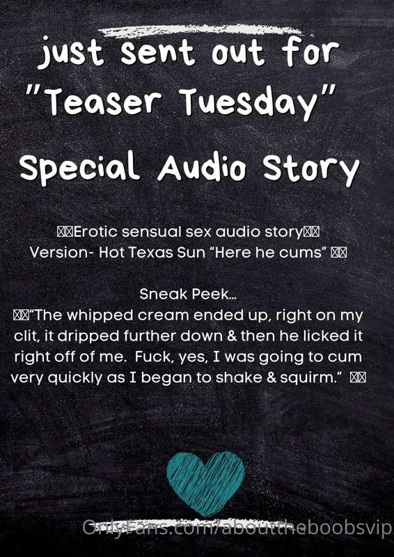 Hey guys!  I just sent out a sensual, sexual, explicit audio..