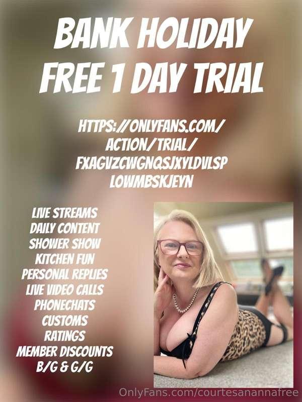 A Bank holiday free trial 24 hours offer   https://onlyfans...
