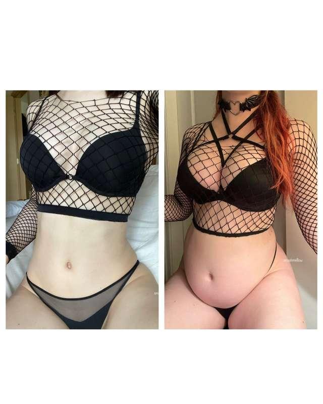 115lbs ➝ 145lbs 🥵 it’s all gone to my boobs and belly