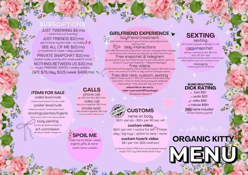 Service Menu ♡ Subscribe to my premium @organickitty Renew o..