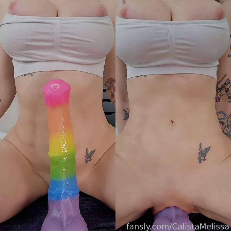 Later today I'm posting a pussy depth progress update with the Large Chance and a brand new long realistic cock 😄🌈