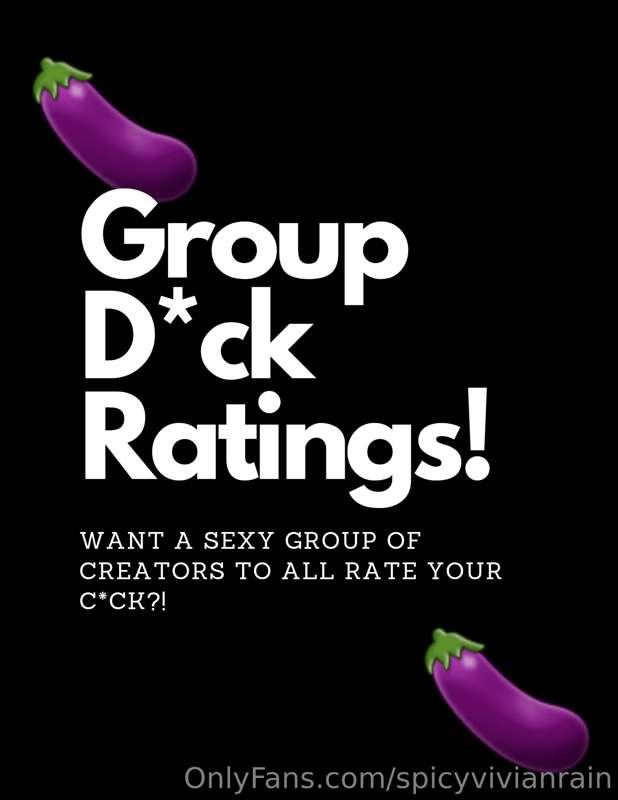 🍆🥵 Group D*ck Ratings 🥵🍆
Have me & my friends rate your c*ck..