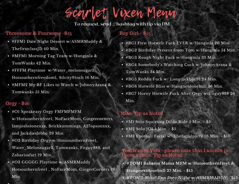 You horny? Here's the menu ;)