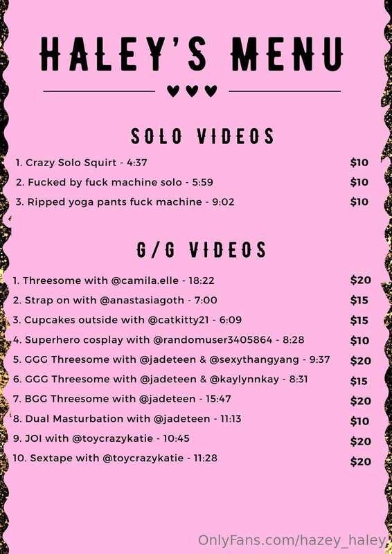 🥰 𝐇𝐚𝐥𝐞𝐲'𝐬 𝐂𝐨𝐧𝐭𝐞𝐧𝐭 𝐌𝐞𝐧𝐮 😈 ‎  Disclaimer: Not all my videos ar..