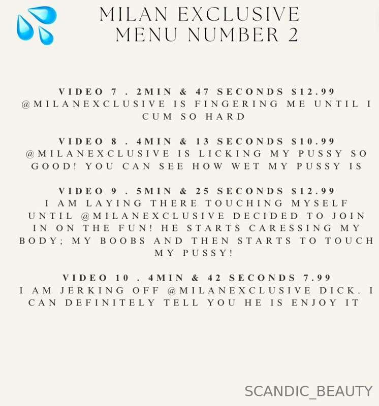 ***NEW MENU WITH PRICES & DESCRIPTON***
MILAN EXCLUSIVE MENU..