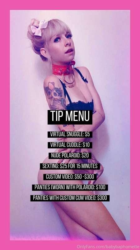 new tip menu!
