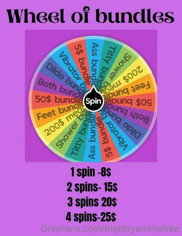 New spin the wheel!! if you buy 4 spins ill rate your cock :..