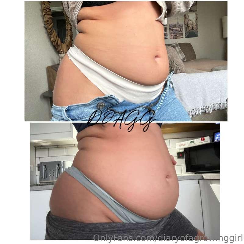 Day One 🐷 morning v evening belly update  Been such a good p..