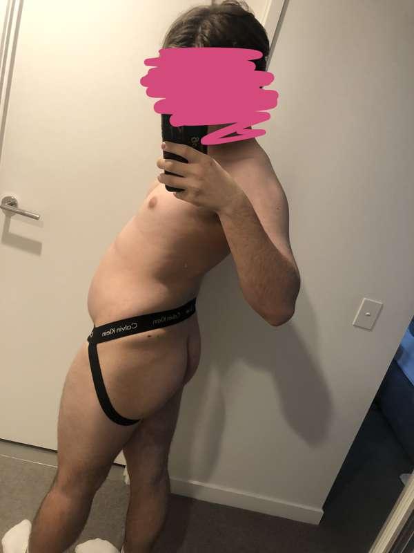 Squeezed myself into a jock strap