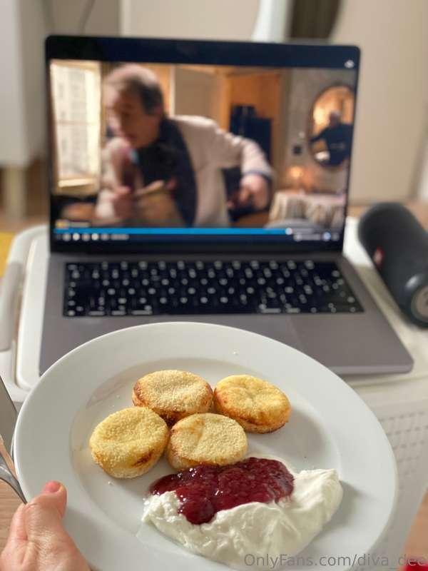 Kicking sadness’ ass by making some sweet breakfast, laying ..