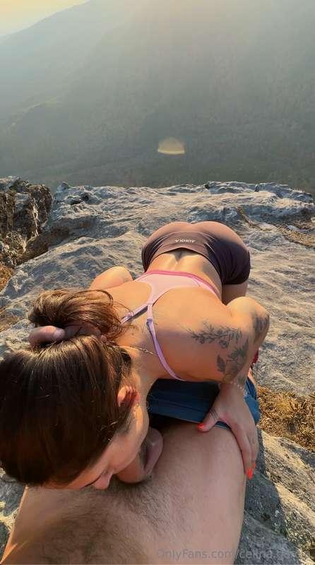 Me and @alex.ferrari went on a hike together to watch sunset..