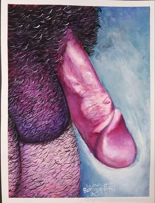 Beautiful painting by a fan of my soft cock. Look at all tha..