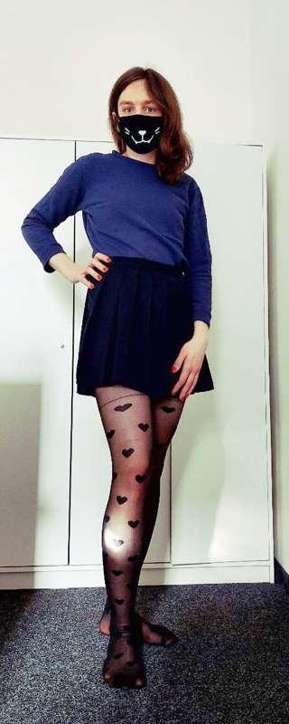 Blue sweater with skirt🥰.  Good mood to you all❤️