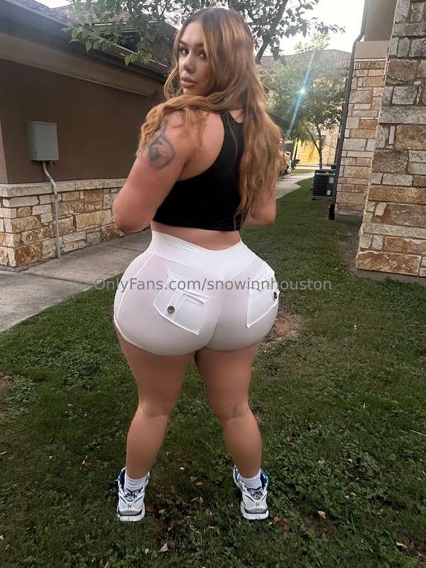 These tight shorts can't hope to contain the juiciness of th..