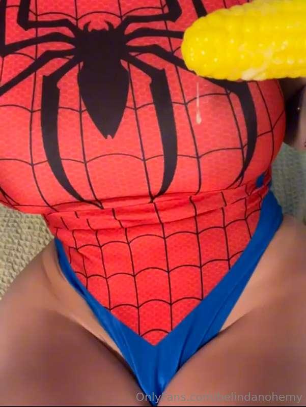 Spider-woman caught on making web 😈 DM me for the video 👅
