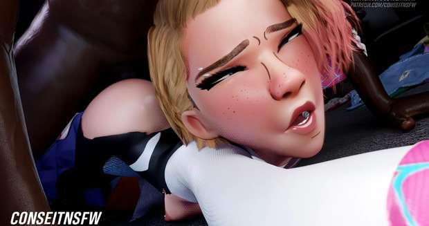 (1080p) Spider-Gwen burning the midnight oil - watermark